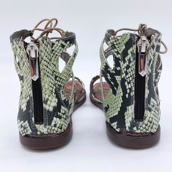 Sam Edelman Women’s Snakeskin Gladiator Sandals Lace Up Ankle Flat Zip Back Boho - Picture 4 of 9